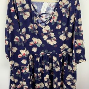 NWT Loralette lattice Front Babydoll Floral Top